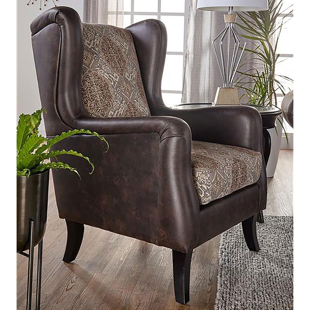 Coaster Elmbrook Wingback Accent Club Chair in Brown, , large