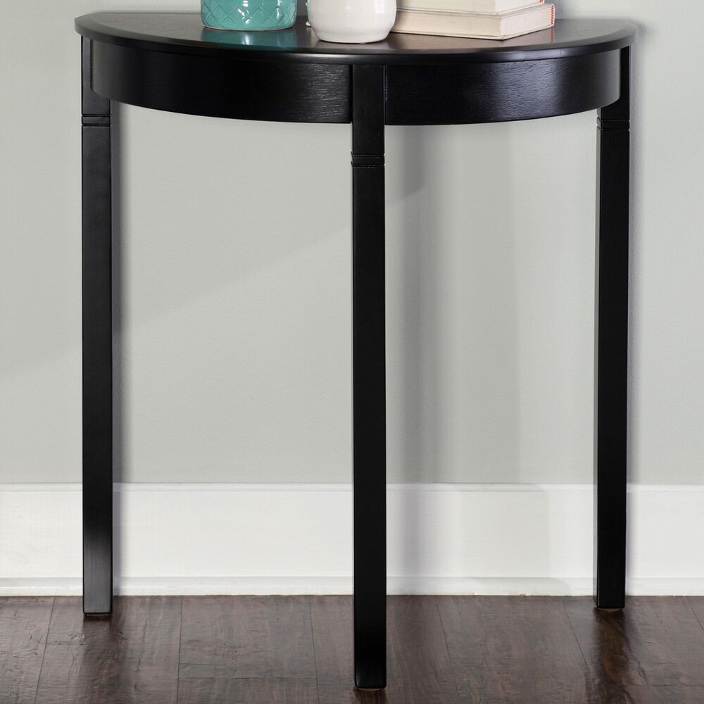 Linon Home Decor Camden Demi Lune Console Table in Black Cherry and Espresso, , large
