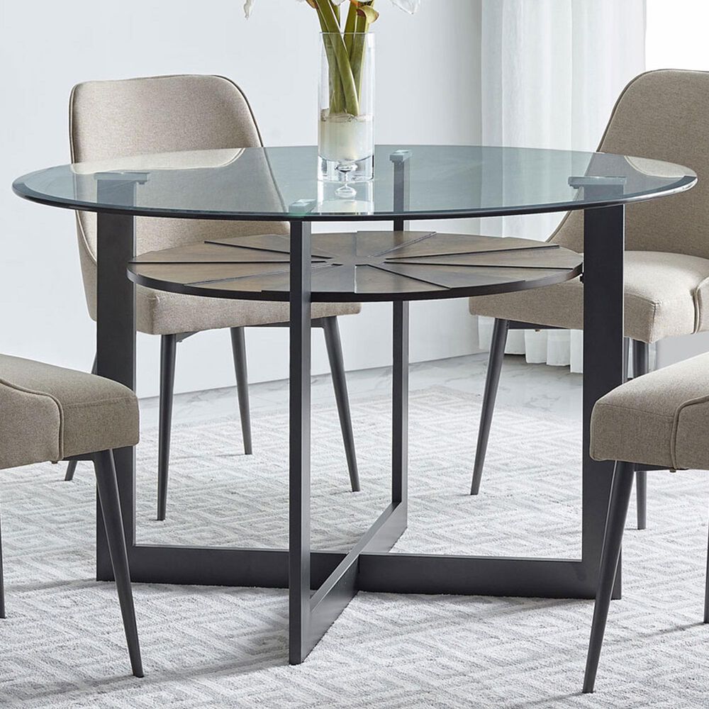 Steve Silver Olson Round Dining Table in Caramel - Table Only, , large