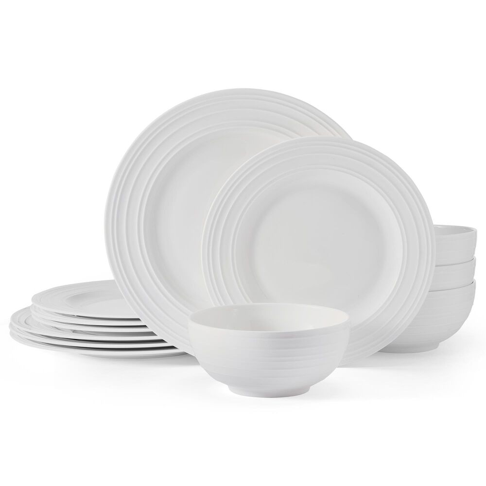 Lifetime Brands Ciara 12-Piece Dinnerware Set in White, , large