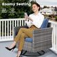 HOMLUX 3-Piece Patio Conversation Set with Square-Arm Swivel Rocking Chairs in Denim Blue, , large