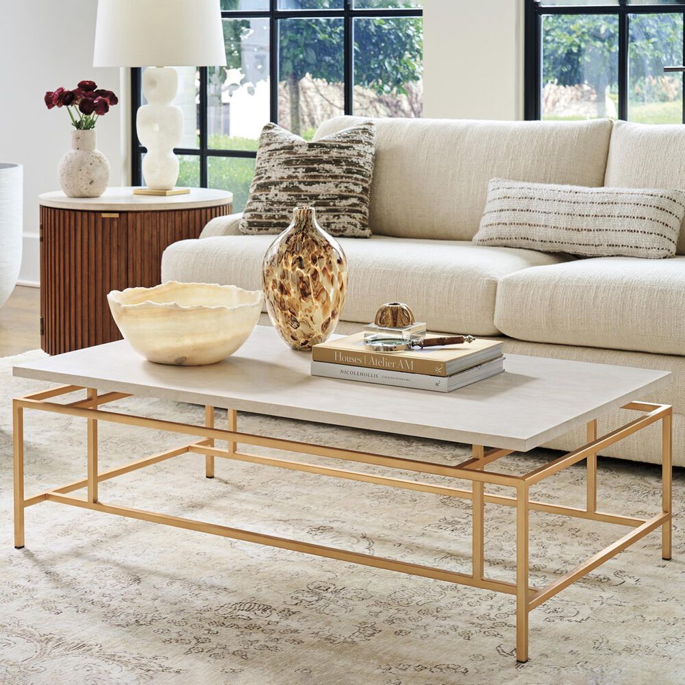 Lexington Home Brands Pinnacle Rectangular Cocktail Table in Anticato and Satin Gold, , large