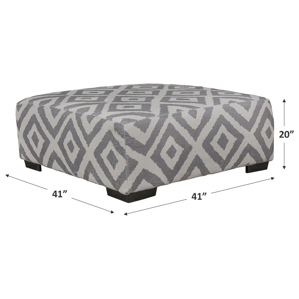 Albany Furniture Cocktail Ottoman in Silver and White, , large
