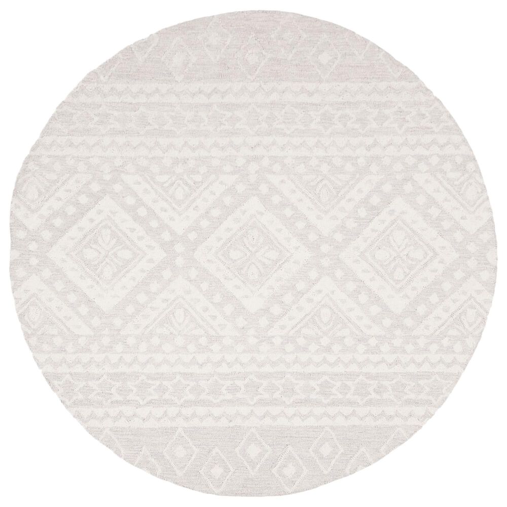 Safavieh Micro-Loop Southwestern 5" Round Gray and Ivory Area Rug, , large