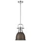 Golden Lighting Duncan 1-Light Small Pendant with Rod and Rubbed Bronze Shade in Chrome, , large