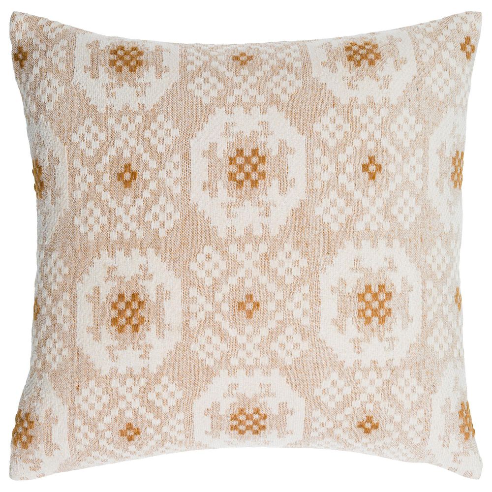 Surya Elara 20" Square Throw Pillow in Cream and Tan, , large