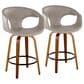 LumiSource Curva 26" Swivel Counter Stool with Light Grey Upholstery in Walnut and Black (Set of 2), , large
