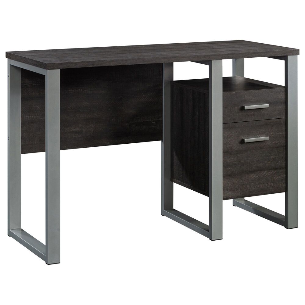 Hearth and Haven 2-Drawer Computer Desk in Dark Brown and Silver, , large