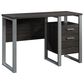 Hearth and Haven 2-Drawer Computer Desk in Dark Brown and Silver, , large