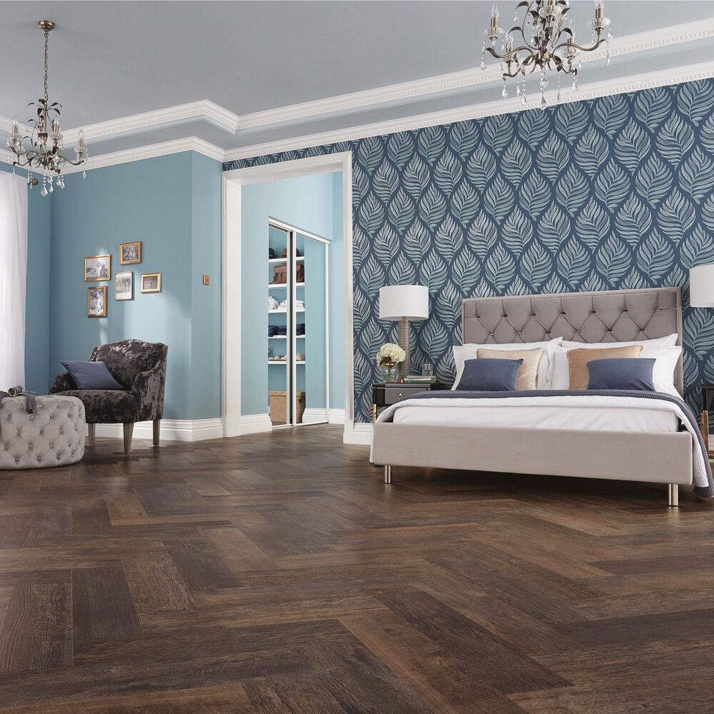 Karndean Korlok Select Salvaged Barnwood 6&quot; x 24&quot; Herringbone Vinyl Plank, , large