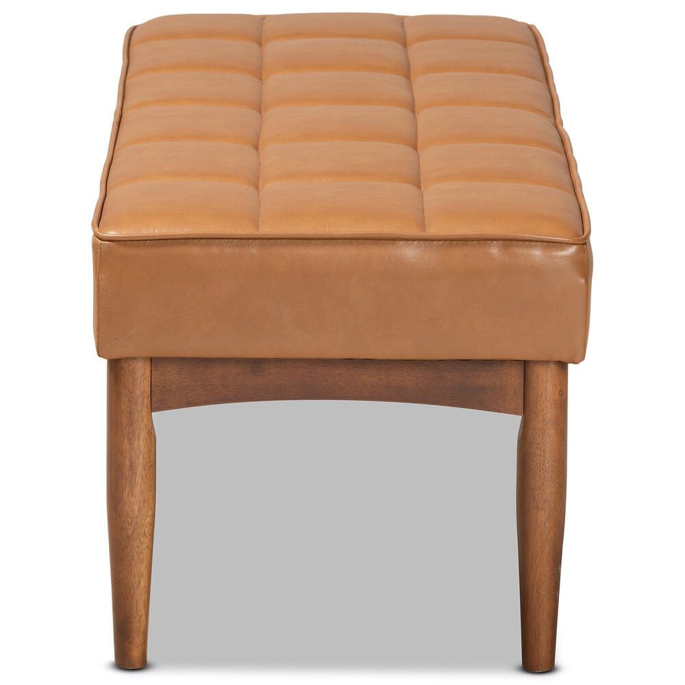 Baxton Studio Sanford Dining Bench with Tan Cushion in Walnut Brown, , large
