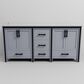 Lexora Home Ziva 72" Double Bathroom Vanity in Dark Grey with 2 cm White Cultured Marble Top and Rectangular Sinks, , large