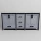 Lexora Home Ziva 72" Double Bathroom Vanity in Dark Grey with 2 cm White Cultured Marble Top and Rectangular Sinks, , large