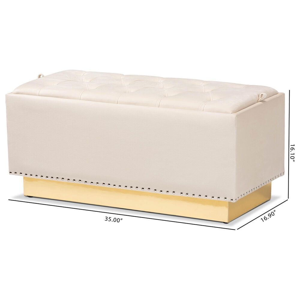 Baxton Studio Powell Storage Ottoman in Beige and Gold, , large