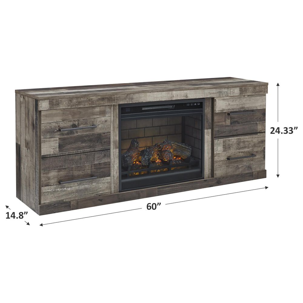 Ashley Derekson 60&quot; TV Stand with Electric Fireplace Insert in Multi Gray, , large