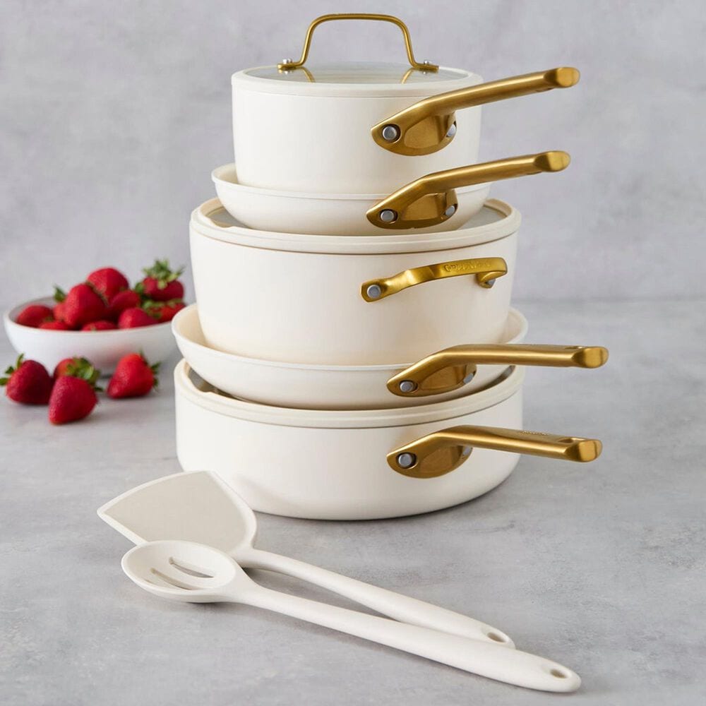 Green Pan Reserve Pro 10-Piece Nonstick Cookware Set in Cream and Gold, , large