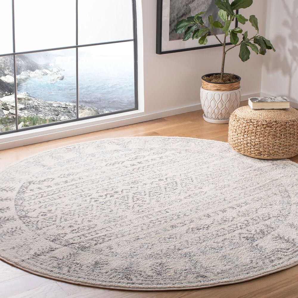 Safavieh Tulum TUL271A 6&#39;7&quot; Round Ivory and Grey Area Rug, , large