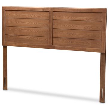 Baxton Studio Seren King Panel Headboard in Walnut Brown, , large