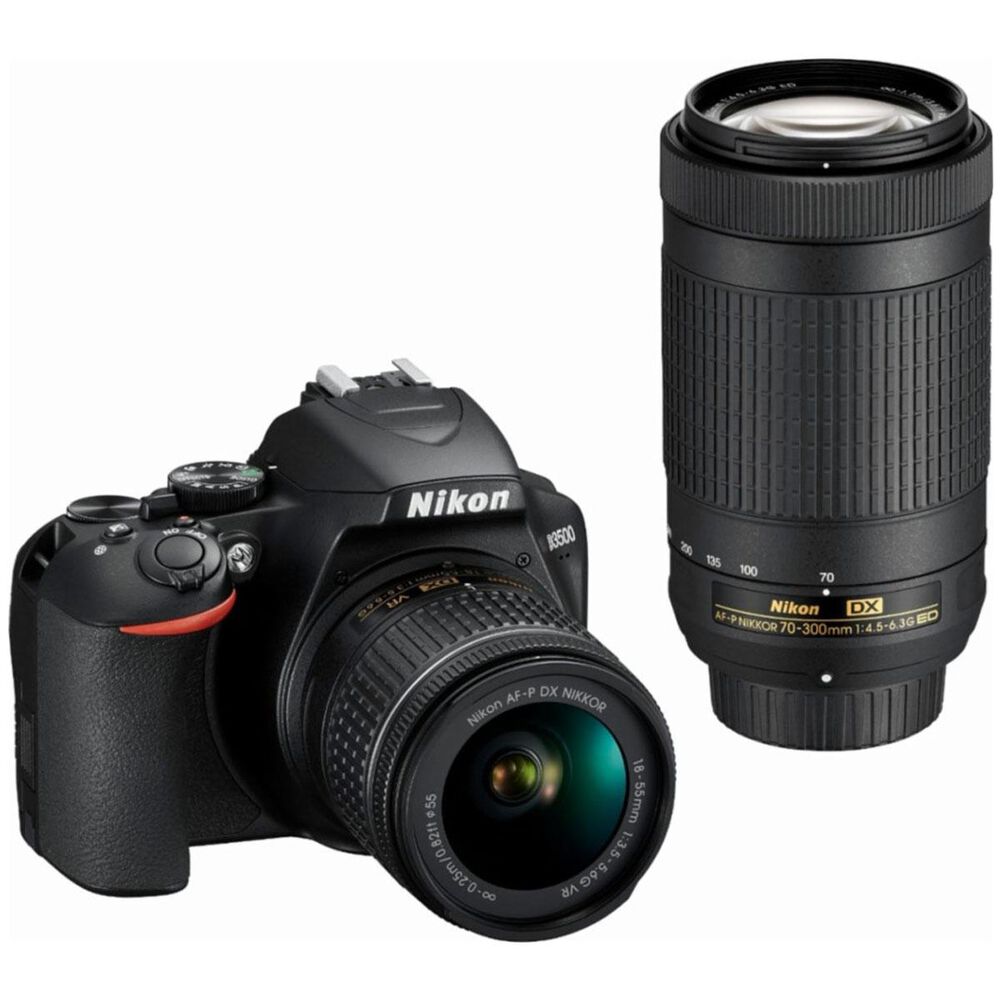 Nikon D3500 DSLR Camera with 18-55mm f/3.5-5.6G VR and 70-300mm f/4.5-6.3 ED Lens, , large
