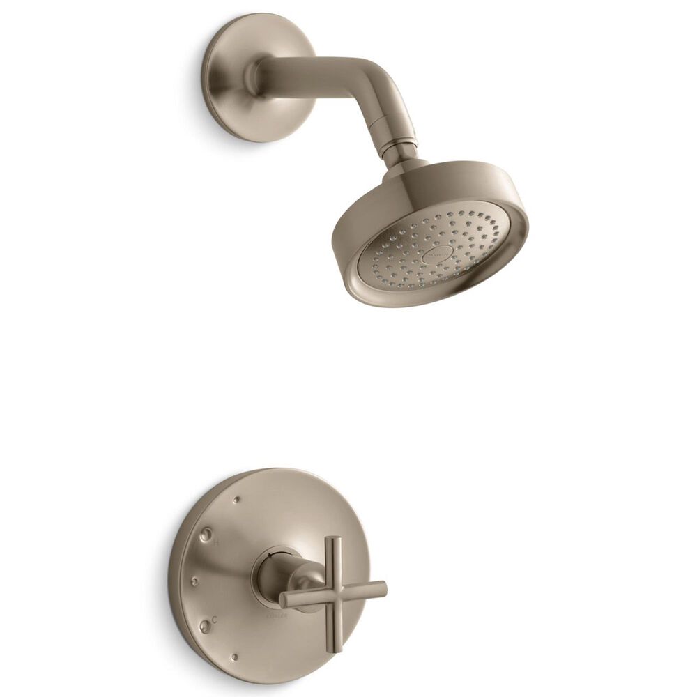 Kohler Purist Rite-Temp Shower Trim Kit with Cross Handle in Vibrant Brushed Bronze, , large