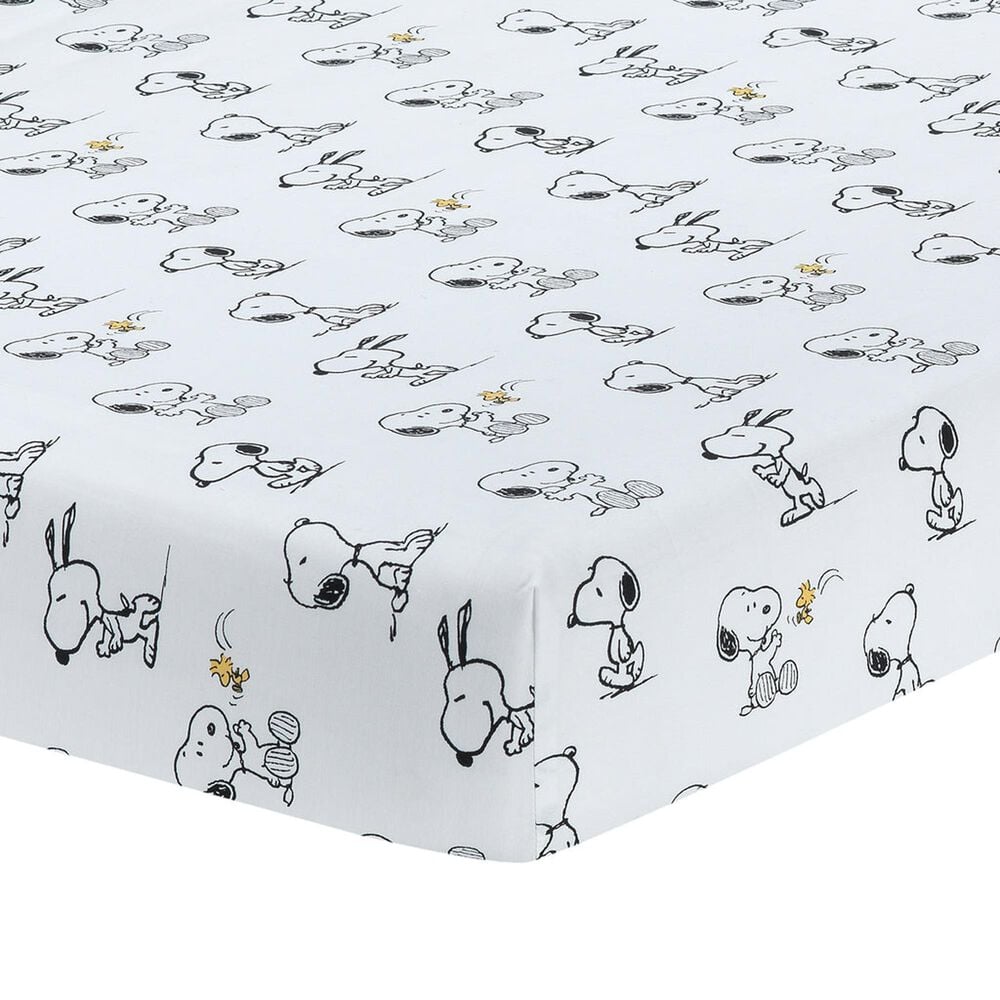 Lambs and Ivy Classic Snoopy 3-Piece Baby Crib Bedding Set in White, Black and Gray, , large