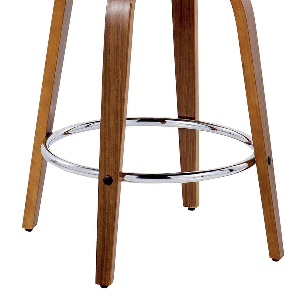 LumiSource Grotto 26" Swivel Counter Stool with Cream Faux Leather Upholstery in Walnut and Chrome (Set of 2), , large