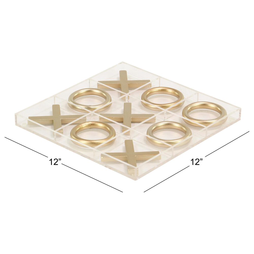 Maple and Jade 10-Piece Tic Tac Toe Home Decor Game Set in Polished Clear and Gold, , large