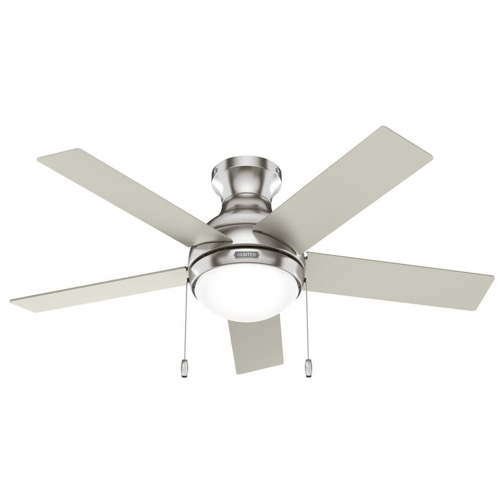 Hunter Aren Low Profile 44" Ceiling Fan with LED Lights in Brushed Nickel, , large