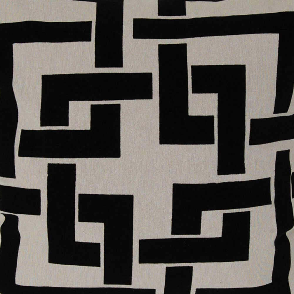 India House Flock Greek Key 20&quot; Square Throw Pillow in Black, , large