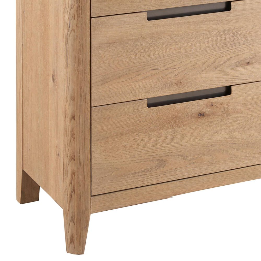 Universal Furniture Modern Walker California King Panel Bed with Dresser, Wardrobe and Two Nightstands in Natural Oak with AC Outlets and USB Ports, , large