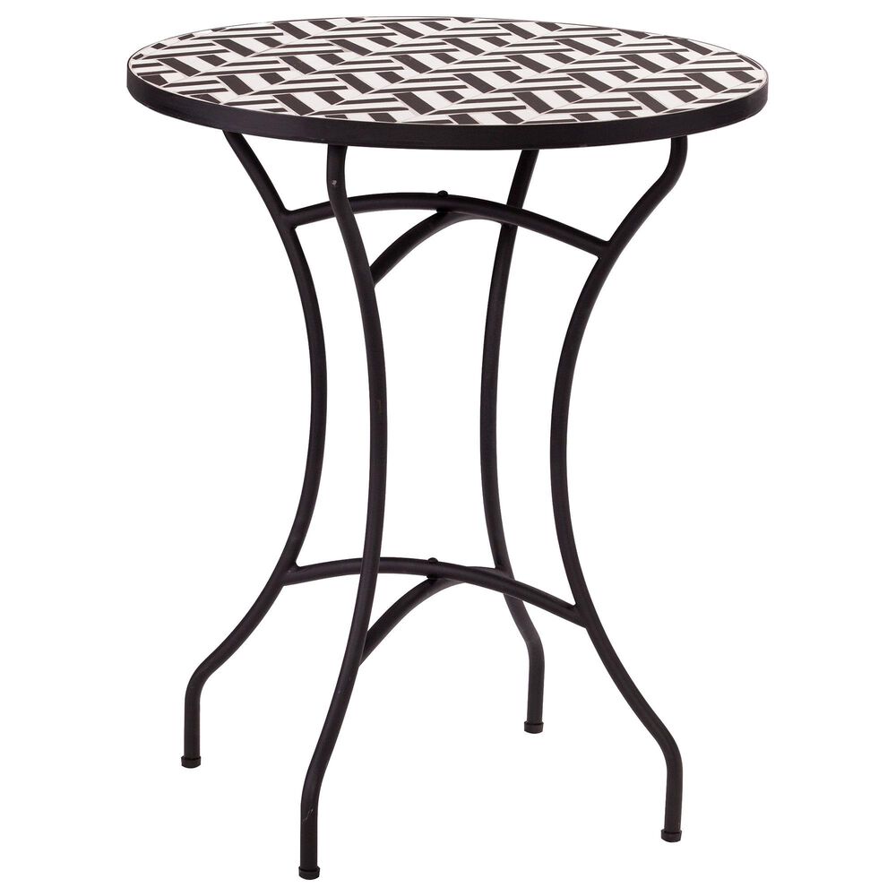 Southern Enterprises Fynfield Patio Accent Table in Back and White - Table Only, , large