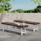 HOMLUX Carlisle Outdoor Bench in Dark Brown and White (Set of 2), , large