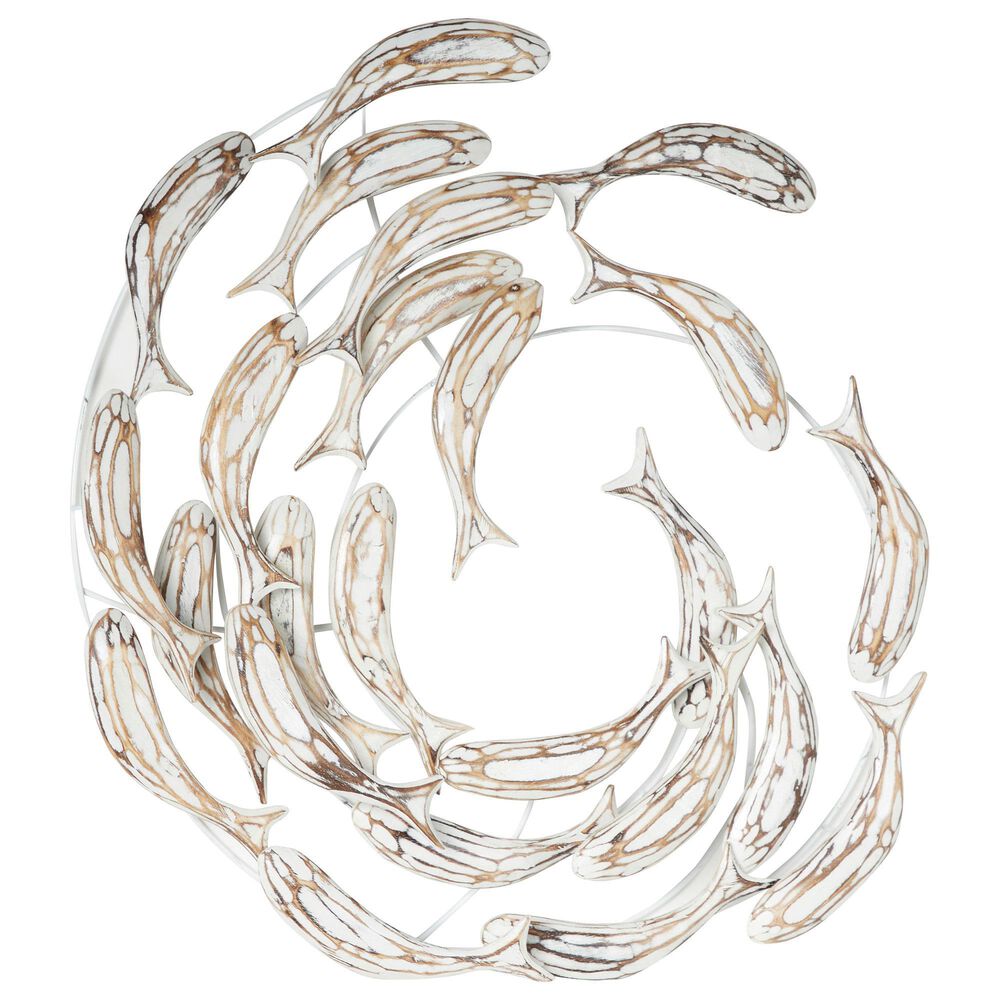 Maple and Jade Fish Wall Decor in Silver, Whitewash, Brown and Gold, , large