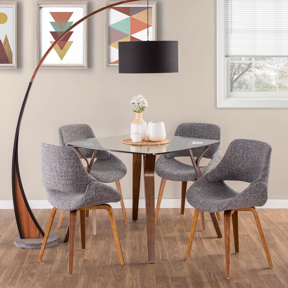 Lumisource Fabrico Side Chair with Grey Noise Upholstered in Walnut &#40;Set of 2&#41;, , large