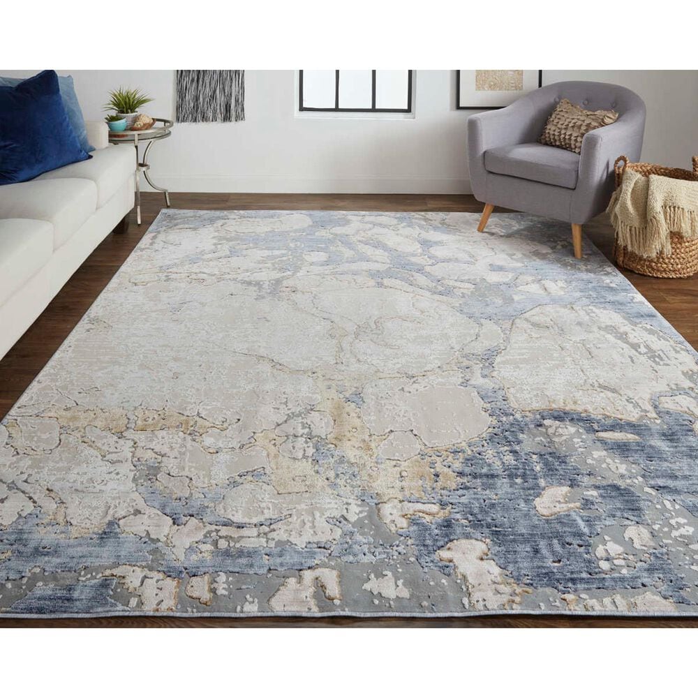 Feizy Laina 4&#39; x 6&#39; Blue and Multicolor Area Rug, , large