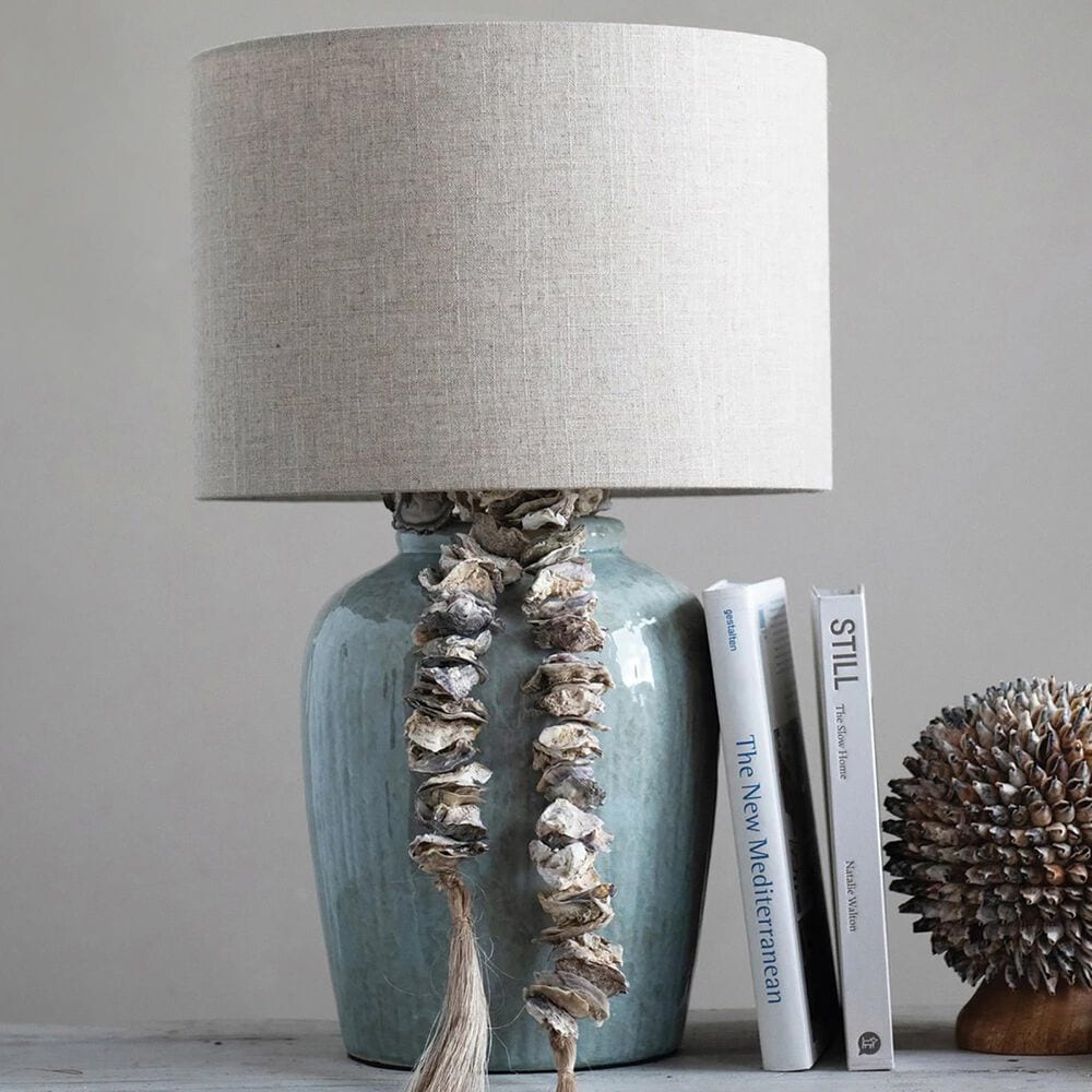 Teak Interiors Shoreline Stoneware Table Lamp in Aqua, , large