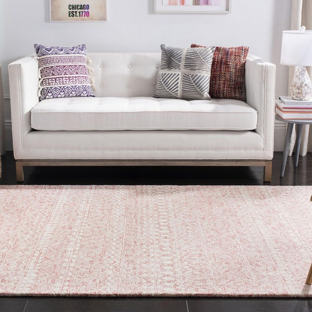 Safavieh Micro-Loop Southwestern 5&#39; x 8&#39; Pink and Ivory Area Rug, , large