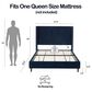 Hearth and Haven Peyton Queen Platform Bed with Blue Upholstery in Walnut, , large