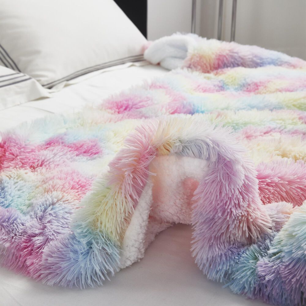 Duke Imports Rainbow Frost Plush Throw in Multicolored, , large