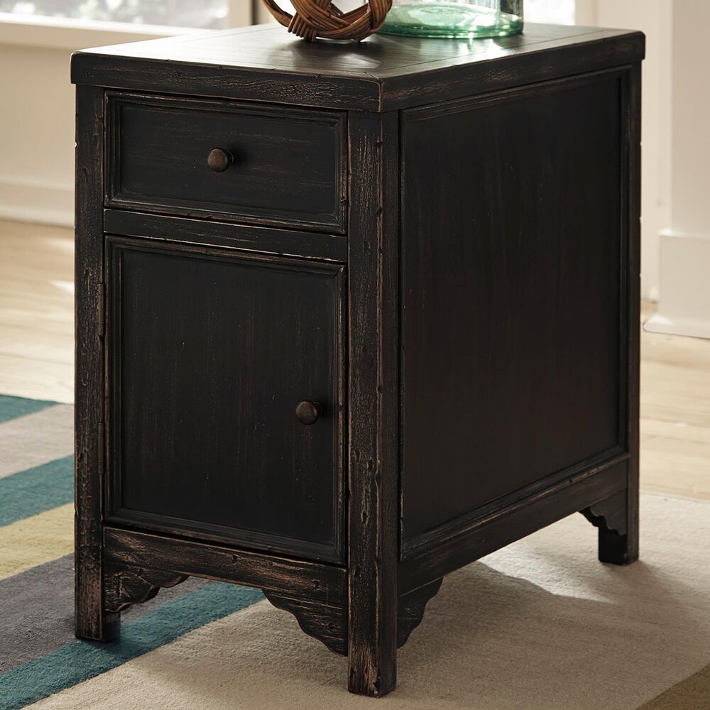 Signature Design by Ashley Gavelston Chairside Table in Rubbed Black, , large