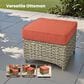 HOMLUX 2-Piece Outdoor Wicker Ottoman Set with Cushion in Coarse Textured Orange, , large
