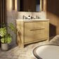 Lexora Home Lafarre 48" Double Bathroom Vanity in Rustic Acacia with 2 cm White Quartz Top and Rectangular Sinks, , large