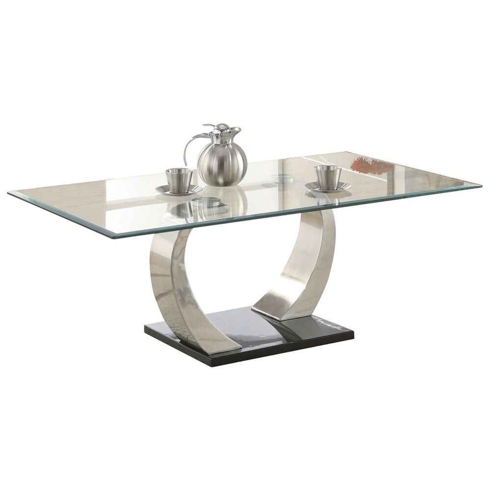 Pacific Landing Contemporary Glass Top Coffee Table, , large
