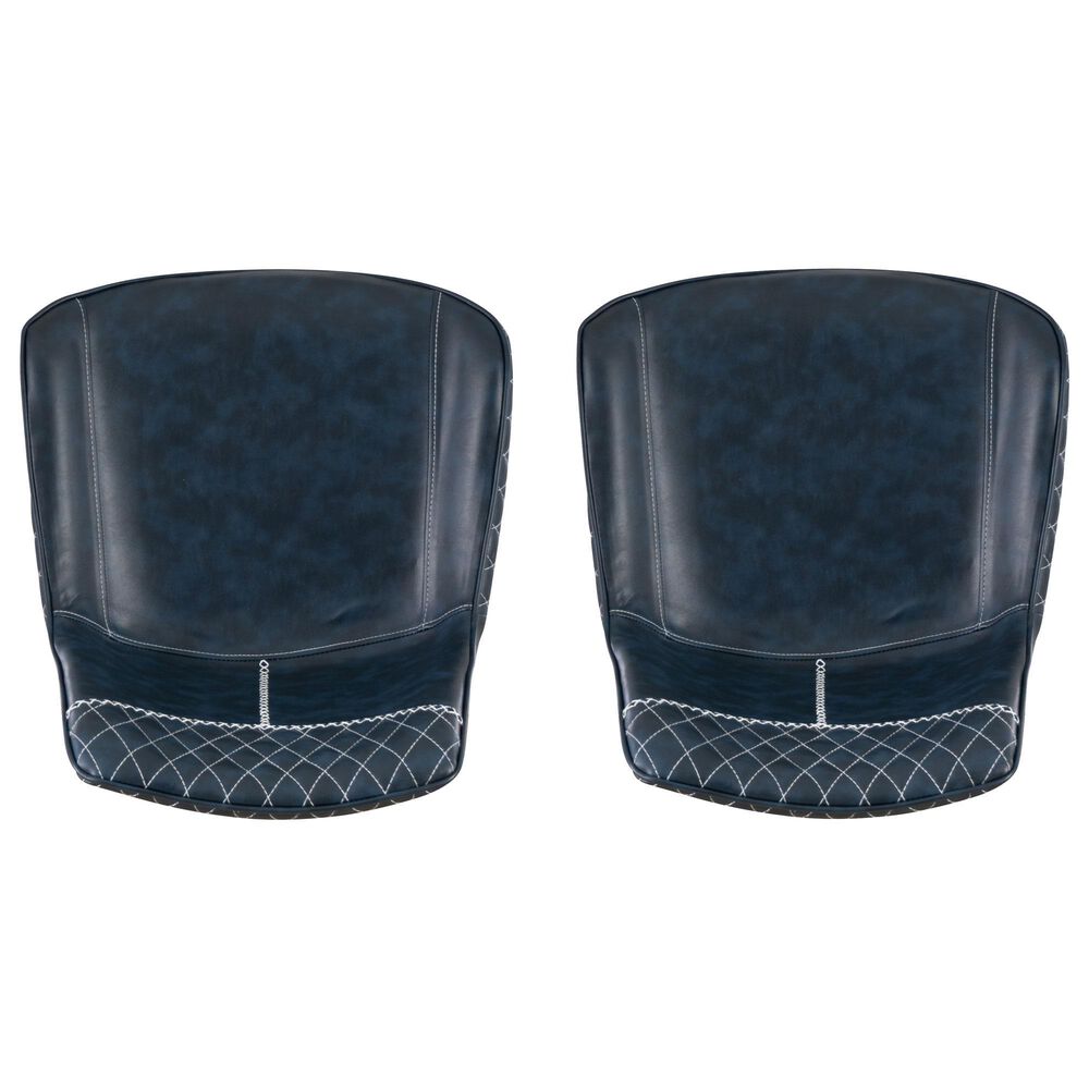 Linon Home Decor Edler Side Chair with Blue Upholstery in Black (Set of 2), , large