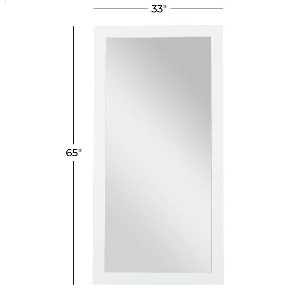 Maple and Jade 65&quot; Wood Rectangular Minimalistic Wall Mirror in Matte White, , large