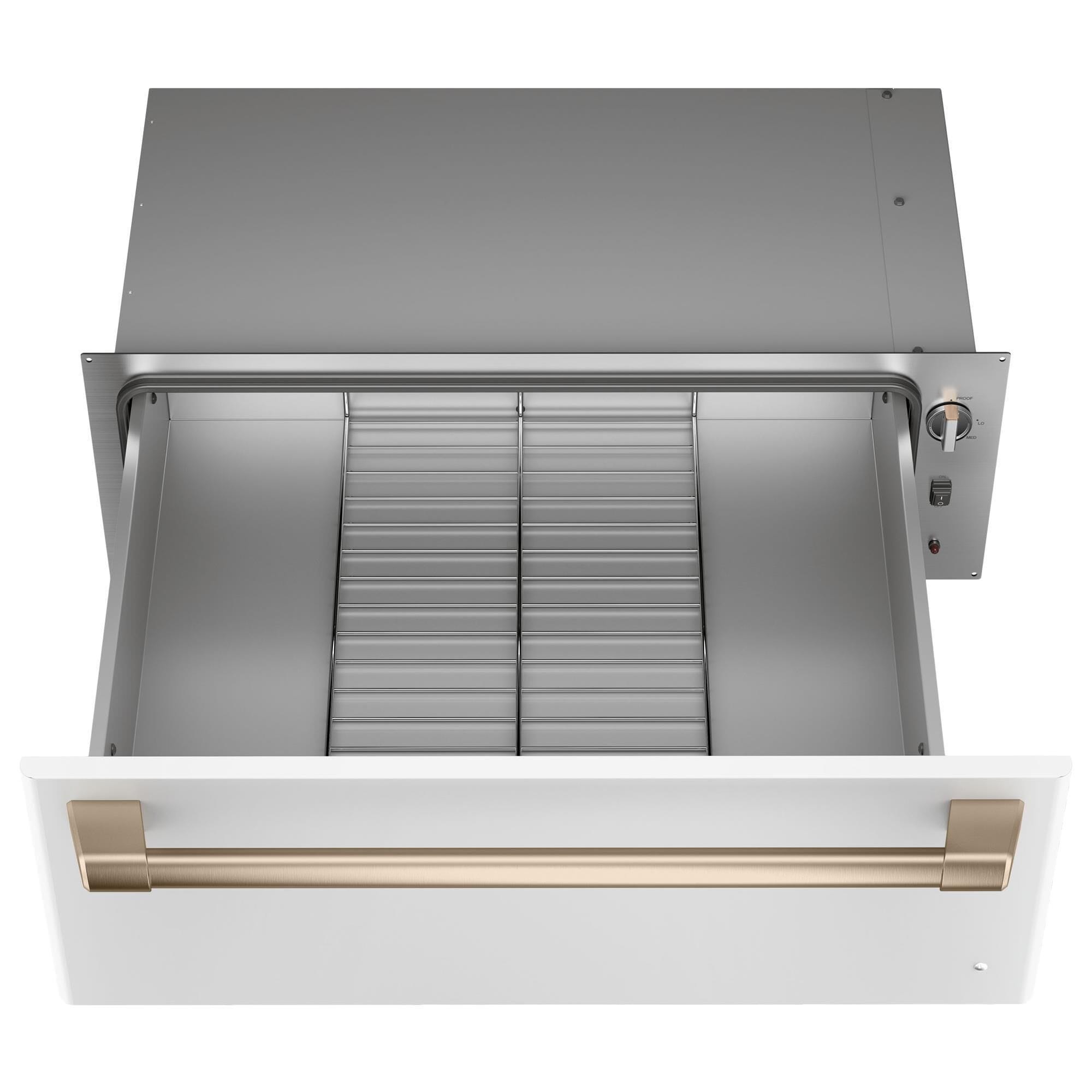 White warming drawer top