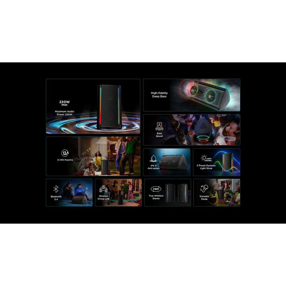 TCL 220W Powerful Sound Party Speaker in Black, , large