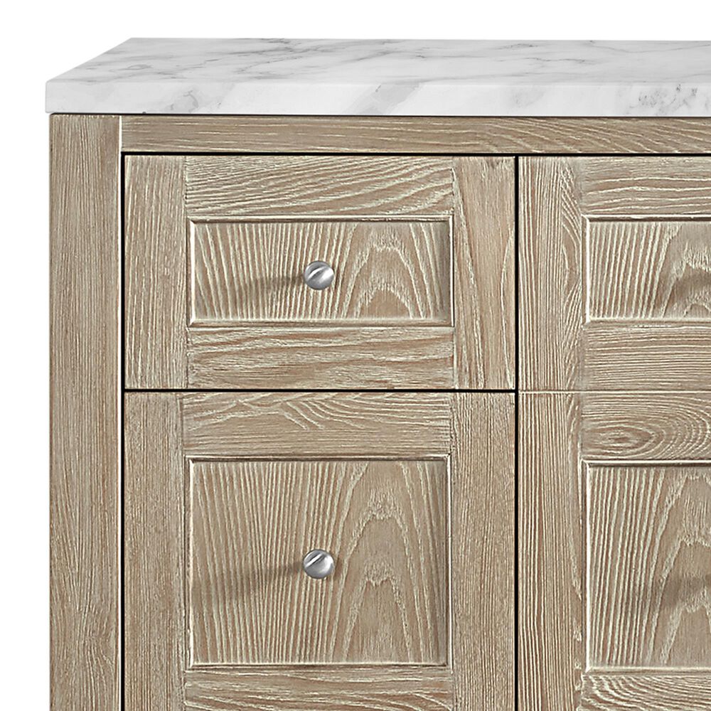 James Martin Vanities Breckenridge 60&quot; Single Bathroom Vanity in Whitewashed Oak with 3 cm Carrara White Marble Top and Rectangular Sink, , large