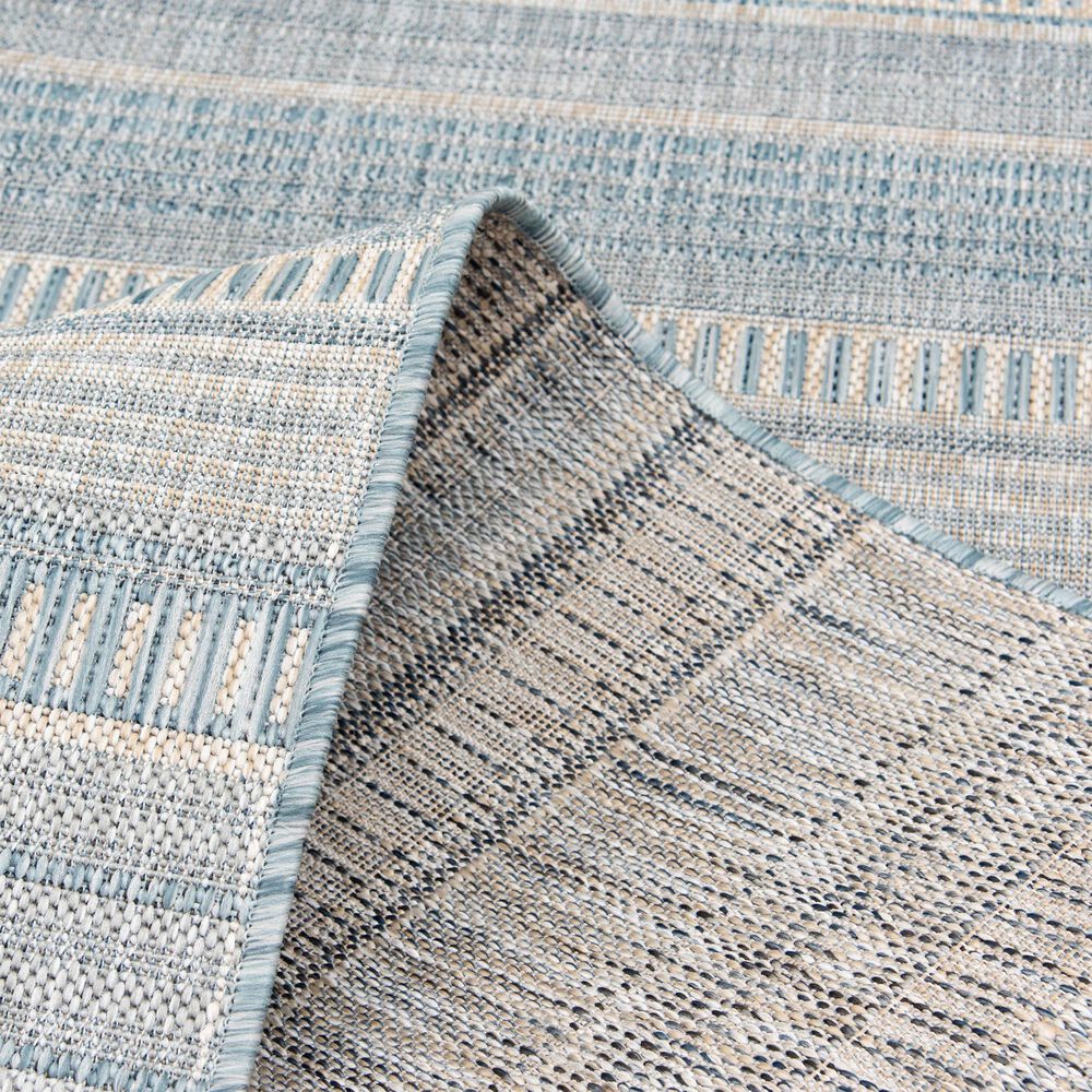 Central Oriental Melbourne Dracus 5&#39; x 7&#39; Vanilla and Lagoon Area Rug, , large