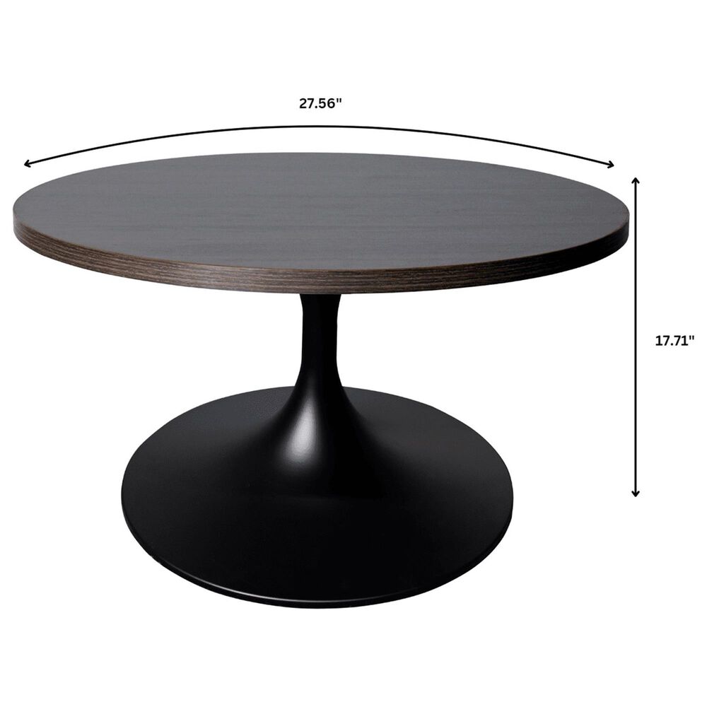 Leisuremod Verve 27&quot; Coffee Table with MDF Top in Black and Dark Brown, , large